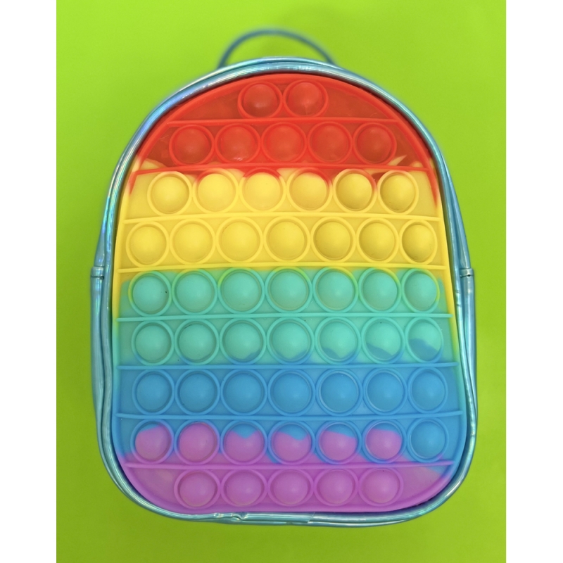 Mini Rainbow Pop It Backpack Kids Storage Bag - Click Image to Close