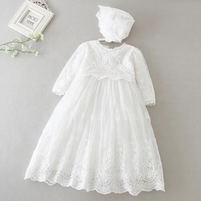 Gorgeous Baby Girls Christening Baptism Dress + Bonnet - Click Image to Close