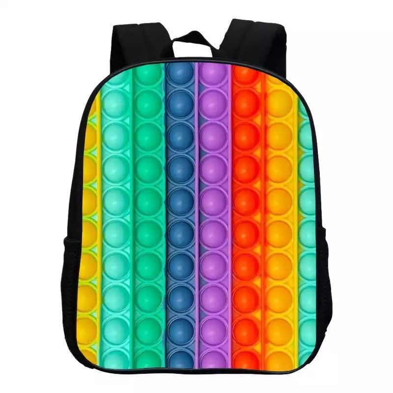 Rainbow Fidget Backpack Kids Black Storage Bag - Click Image to Close