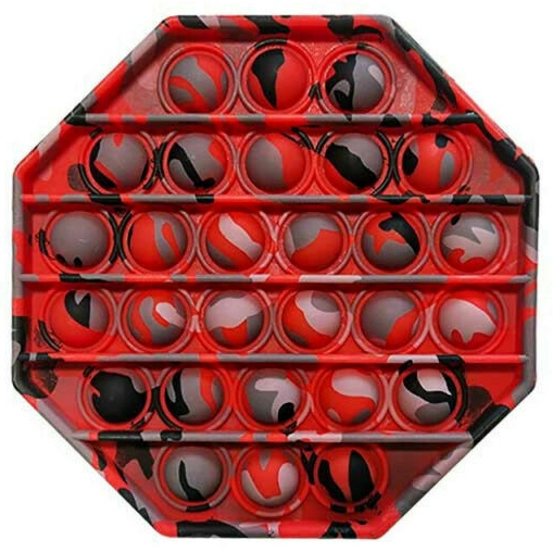 Octagon Red Camouflage Push Pop It Sensory Fidget Bubble Toy - Click Image to Close